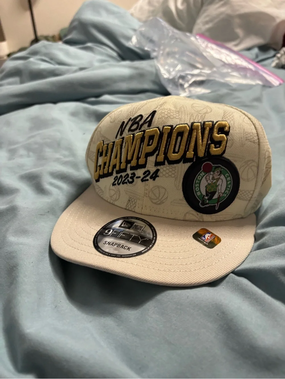 NBA Champions 2023-24 Beige Snapback Hat with Team Patch
